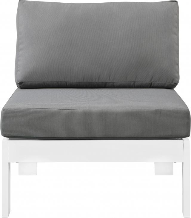 Meridian Furniture Nizuc Grey Waterproof Fabric Outdoor Patio Aluminum Armless Chair-3
