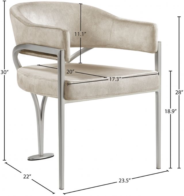 Meridian Furniture Madelyn Stone/Chrome Velvet Dining Chair-3