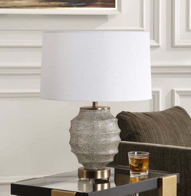 Uttermost® Acosta Antiqued Brass/White Table Lamp-1