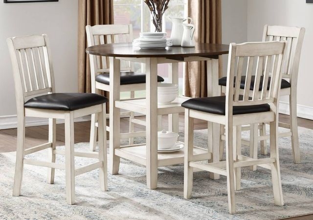 Homelegance® Kiwi Whitewash Counter Height Drop Leaf Table with Dark Cherry Top -1
