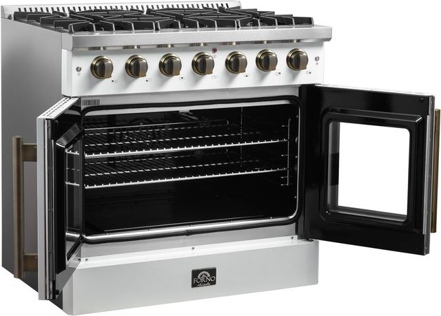FORNO® Galiano Series Alta Qualita 36" White Pro Style Gas Range-4