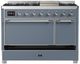 Ilve® Majestic III 48" Blue Gray Pro Style Dual Fuel Liquid Propane Range with Solid Door and Chrome Trim-2