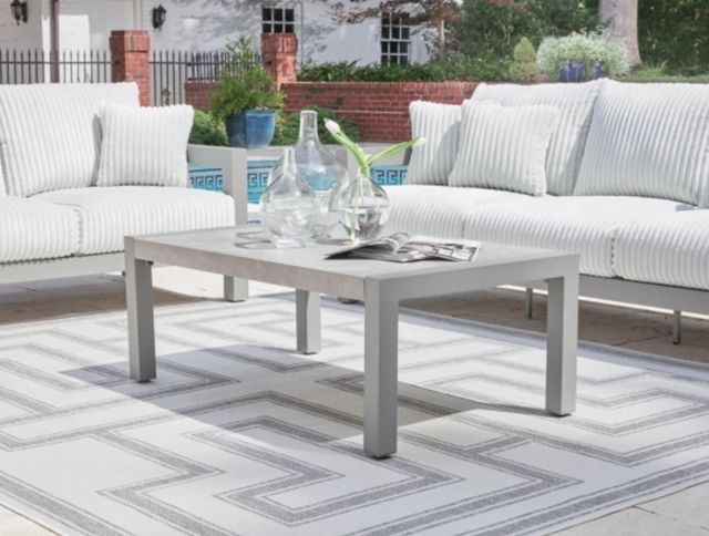 Signature Design by Ashley® Hurley Park Gray Aluminum/Stone Outdoor Cocktail Table-3