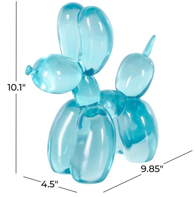 Deco Marche Cosmoliving by Cosmopolitan Light Blue Dog Balloon Tinted Decorative Sculpture-3