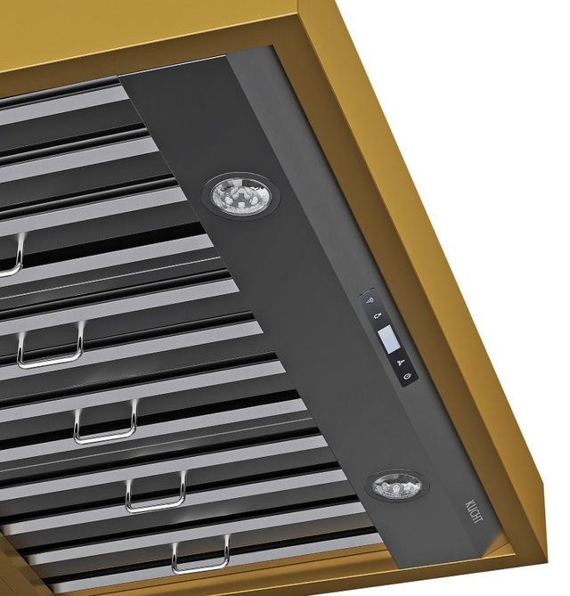 Kucht Professional 30" Titanium Stainless Steel Wall Mounted Range Hood with Gold Accents-2