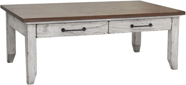 Steve Silver Co. Bear Creek Honey Smoke Cocktail Table with White Base-0
