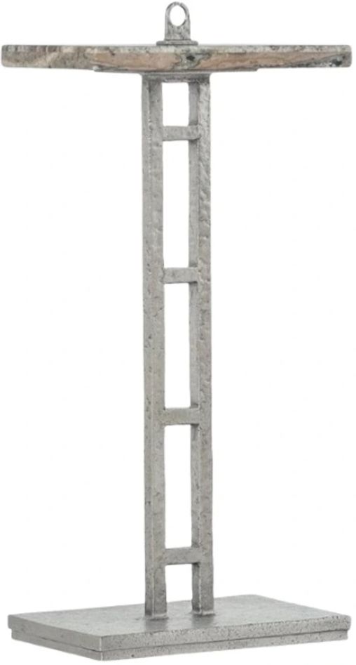 Hooker® Furniture Chapman Honed Silver Travertine Stone Drink Table with Pewter Base-0