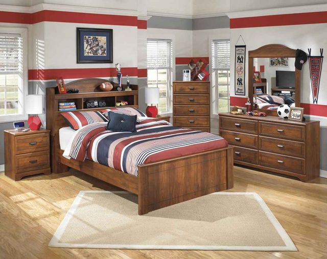 Signature Design by Ashley® Barchan 2-Piece Medium Brown Full Bookcase Headboard Set-3