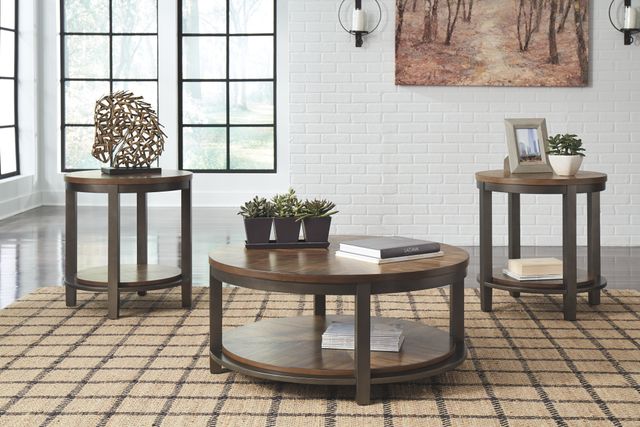 Signature Design by Ashley® Roybeck 3-Piece Light Brown/Bronze Occasional Table Set-1