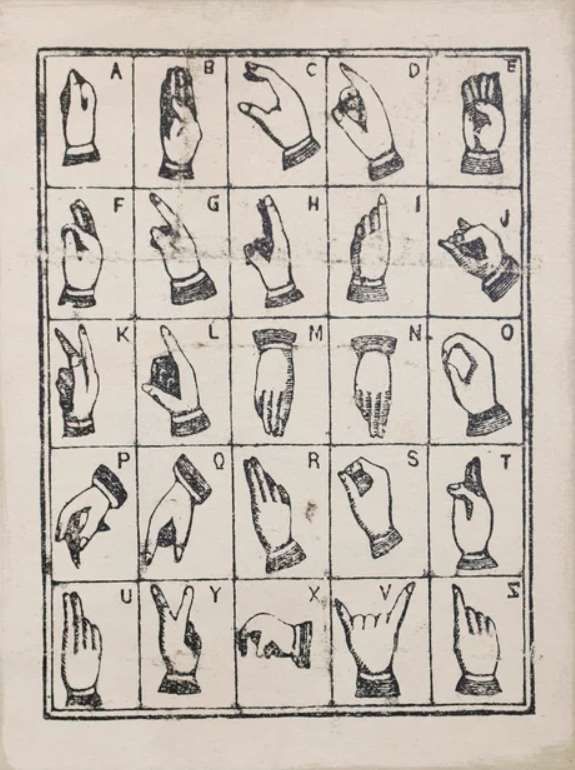 StyleCraft Vintage Sign Language Alphabet Black/Gray Wall Art-1