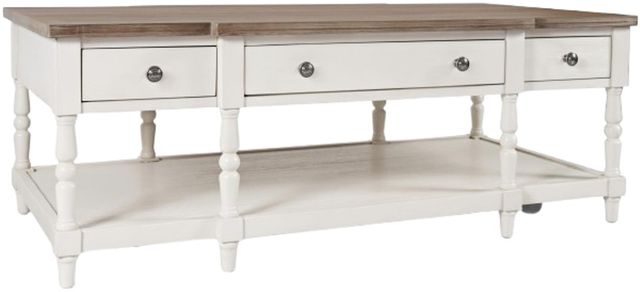 Jofran Inc. Grafton Farms Brown 3-Drawer Coffee Table with Antique White Base-0