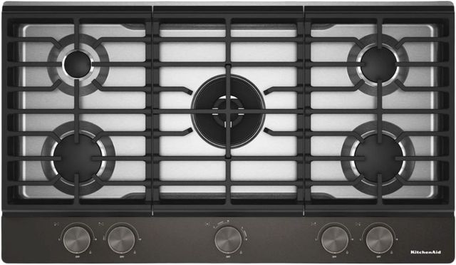 KitchenAid® 36" Black Ore Gas Cooktop with 5 Burners and Integrated Wok Grate-0