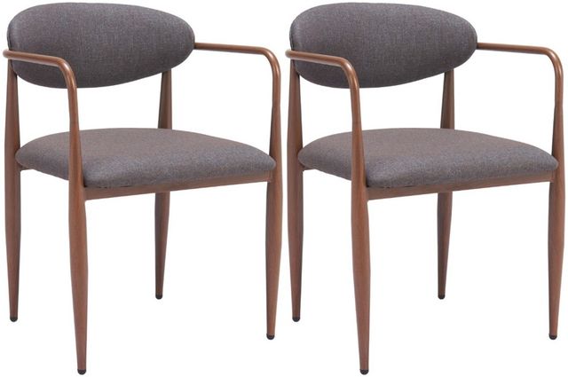Zuo® Modern Zens 2-Piece Truffle Gray/Walnut Dining Arm Chair Set-0