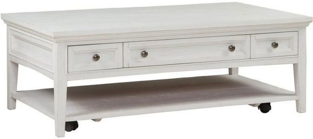 Magnussen Home® Heron Cove Chalk White Rectangular Cocktail Table with Casters-0