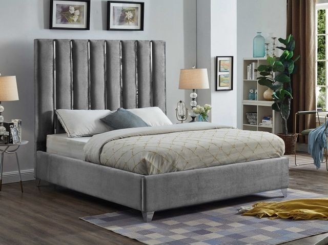 Meridian Furniture Enzo Grey Velvet Full Bed-3