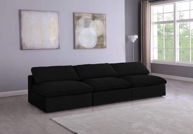 Meridian Furniture Serene Black Linen Fabric Deluxe Cloud Modular Armless Sofa-3