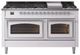 Ilve® Nostalgie II Noblesse 60'' White Pro Style Dual Fuel Range with Chrome Trim-0