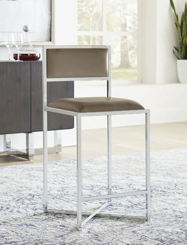 Modus Furniture Amalfi Chrome/Taupe X-Base Counter Stool-1
