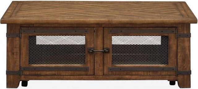 Magnussen Home® Chesterfield Farmhouse Timber Lift Top Storage Cocktail Table with Casters-1