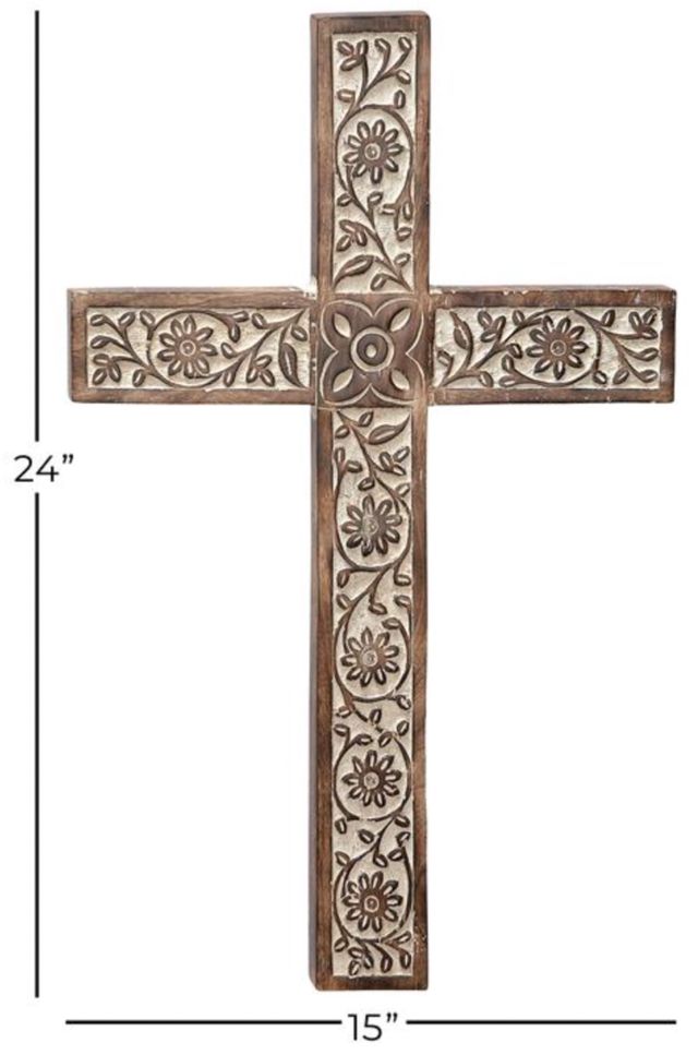 Deco Marche Brown 24” Cross Wall Decor-3