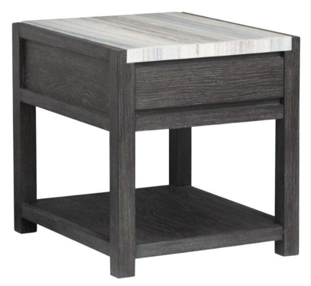 Magnussen Home® Plum Creek Ravenwood Black End Table with Marble Top-3