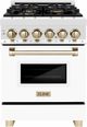 ZLINE Autograph Edition 24" Stainless Steel Pro Style Dual Fuel Range with Polished Gold Accents-0