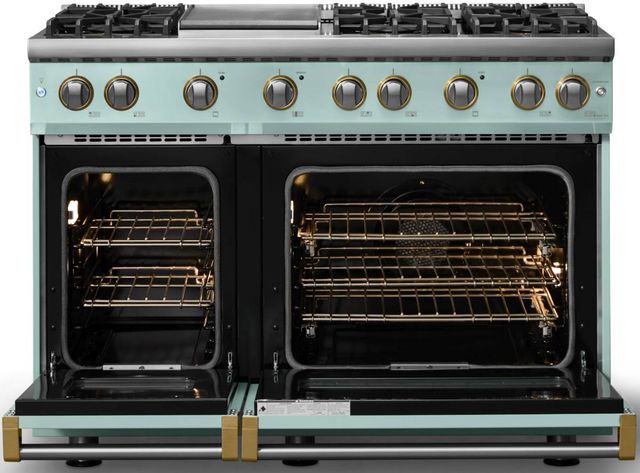 Viking® 5 Series 48" Splash Pro Style Gas (LP) Range with Brushed Brass Trim-1