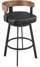 Armen Living Idris Vintage Black/Walnut Swivel Counter Stool-0
