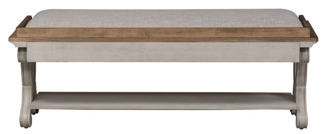 Liberty Furniture Farmhouse Reimagined Antique White/Chestnut Bed Bench-3
