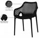 Meridian Furniture Mykonos 4-Piece Black Polypropylene Plastic Outdoor Patio Dining Arm Chair Set-4