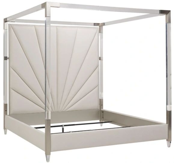 Michael Amini® Penthouse Ash Gray Eastern King Upholstered Canopy Bed-1
