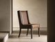 International Furniture Direct Walnut Black/Brown Leather Dining Side Chair-1
