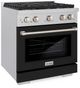 ZLINE Paramount 30" Satin Stainless Steel Pro Style Dual Fuel Range with Black Matte Door-2