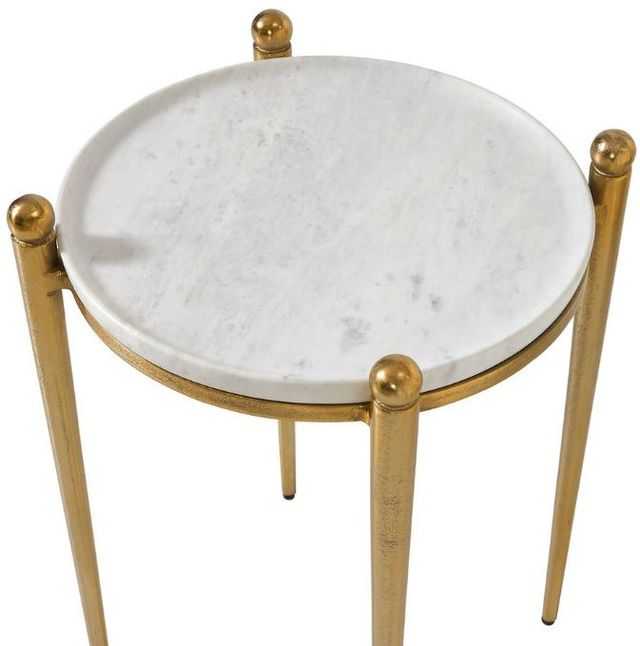 Uttermost® Nahunta White Accent Table with Antique Brass Base-4