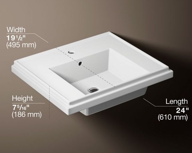 Kohler Tresham® White 24" Square Pedestal Bathroom Sink-3