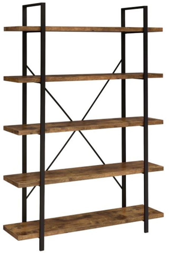 Coaster® Cole Antique Nutmeg/Black 5-Shelf Bookcase-0