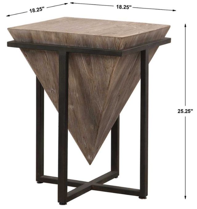 Uttermost® Bertrand Gray Wash Accent Table with Aged Black Base-2