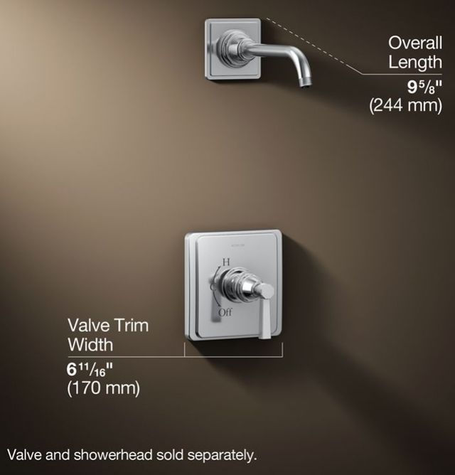 KOHLER® Pinstripe® Pure Rite-Temp® Polished Chrome Shower Trim Kit with Lever Handle-2