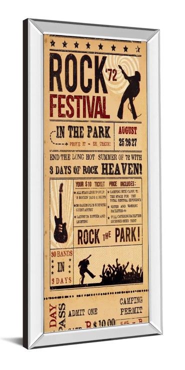 Classy Art Rock Festival by The Vintage Collection Mirrored Frame Wall Art-1