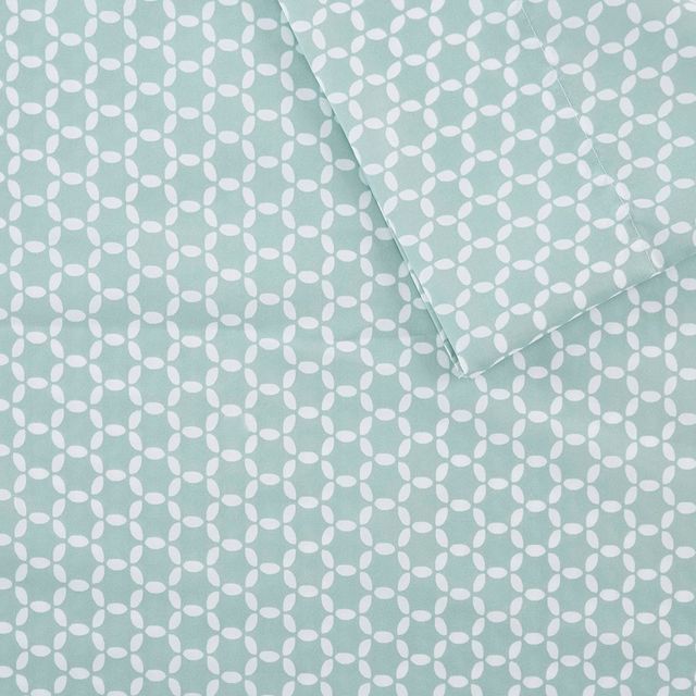 Olliix by Madison Park Aqua Queen 3M Microcell Print Sheet Set-1