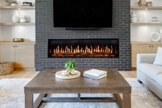 Modern Flames Orion Black 76 Inch Multi Virtual Electric Fireplace