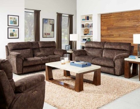 Catnapper® Sedona Mocha Power Headrest with Lumbar Power Lay Flat Reclining Sofa-1