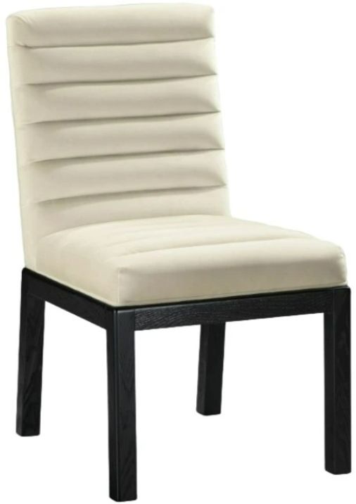 Meridian Furniture Evelyn Cream/Black Velvet Upholstered Side Chair-0