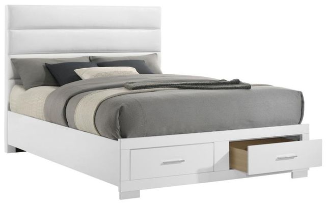Coaster® Felicity White High Gloss California King Panel Storage Bed -0