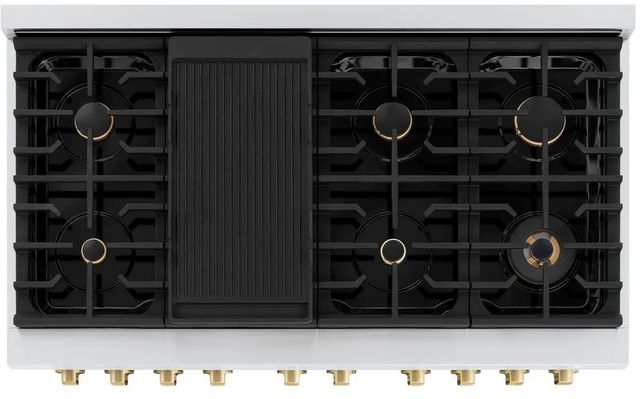 ZLINE Autograph Edition Paramount 48" Stainless Steel Pro Style Dual Fuel Range with Champagne Bronze Accents-3