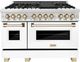 ZLINE Autograph Edition 48" Stainless Steel Pro Style Dual Fuel Range with White Matte Door and Polished Gold Accents-0