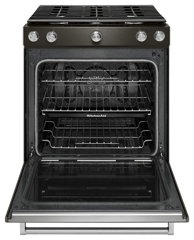 KitchenAid® 30" Black Stainless Steel with PrintShield™ Finish Slide In Gas Range-1