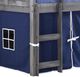 Donco Kids Louver Blue/Antique Gray Youth Twin Loft Bed with Tent Kit-2