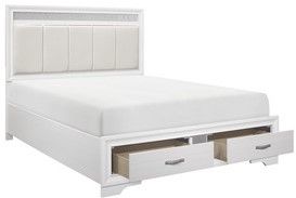 Mazin Furniture Luster White/Silver Glitter Queen Bed-1
