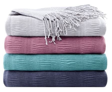 Olliix by INK+IVY Reeve Aqua 50" x 60" Ruched Throw-3